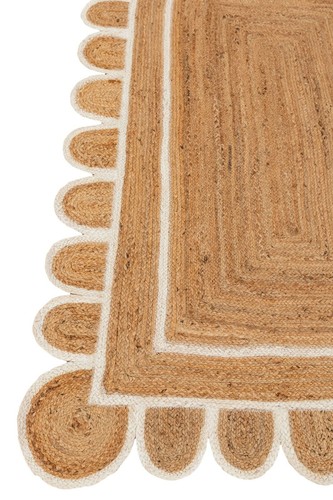 Scallop Rug 100% Natural Jute Style Breided Reversible Modren Carpet Area Rug - Picture 7 of 9
