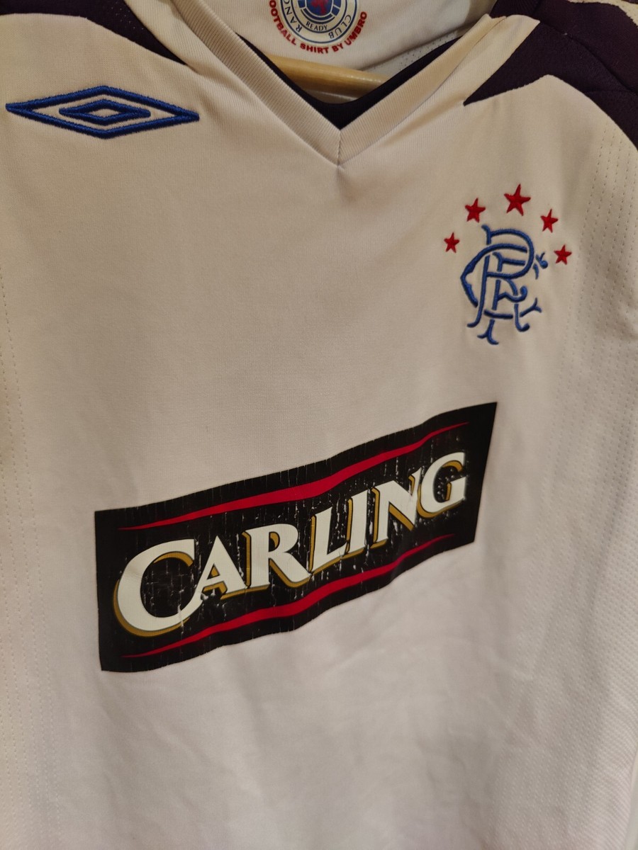 Rangers FC Glasgow Scotland White UMBRO CARLING SOCCER JERSEY Boys