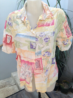 KIABI chemisier femme manche courte viscose blanc imprimé Taille