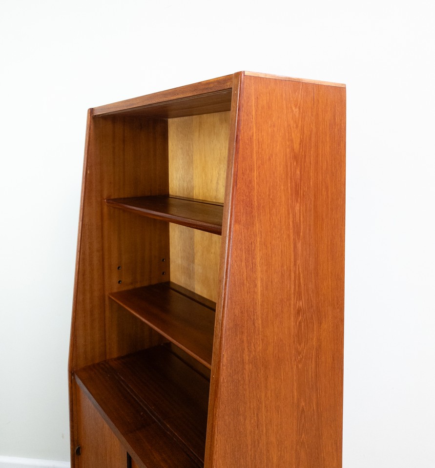 Vintage Teak Mid Century Narrow Bookcase Shelves Shelving eBay