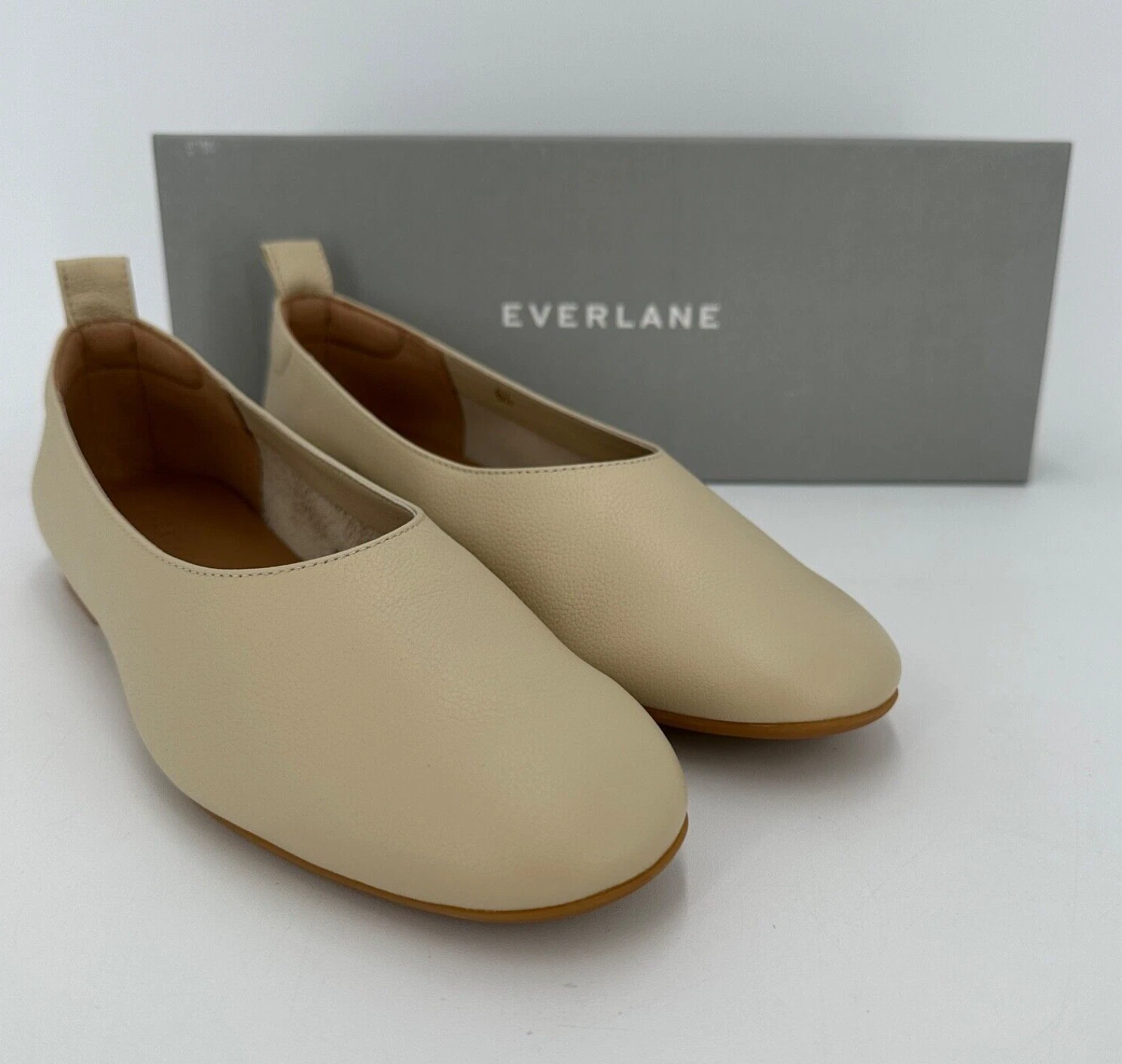 Everlane Italian Leather Day Glove Flats Cream (Ivory) sz 9.5 Women's Career NIB