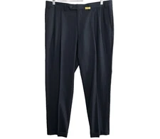 RALPH LAUREN Men Dress Pants Sz 38x32 Blue Pleated Cuff Hem Professional 28-4