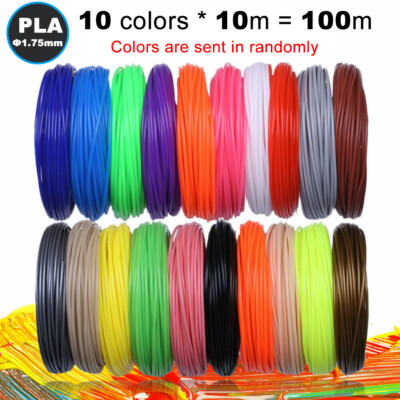 10X10 Colors 100M 1.75mm PLA Printing Filament 3D Printer Pen Filament Refill US