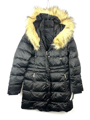Faux Fur Trim T Tahari Puffer Coat T Tahari Women's Black Faux