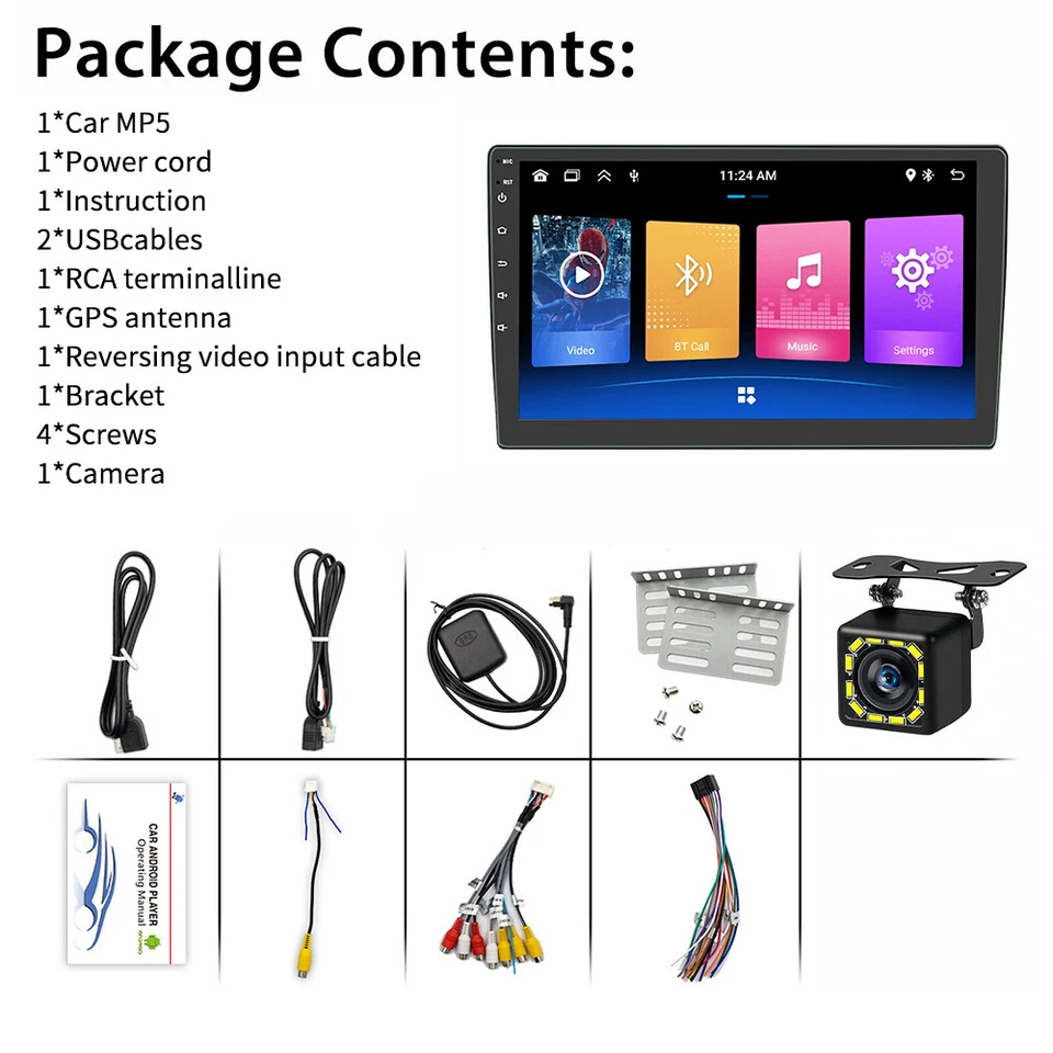 9 Inch 2 Din Car Stereo Radio Android 13 Carplay GPS Double Din WIFI MP5 Player - Image 3 of 4