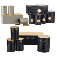 Tea Coffee Sugar Biscuits & Bread Storage Canister Set Kitchen Storage Jar
