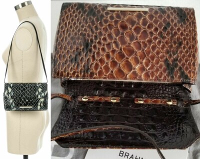BRAHMIN CARINA SATCHEL TOBACCO CARLISLE LEATHER CLUTCH SHOULDER BAG NWT