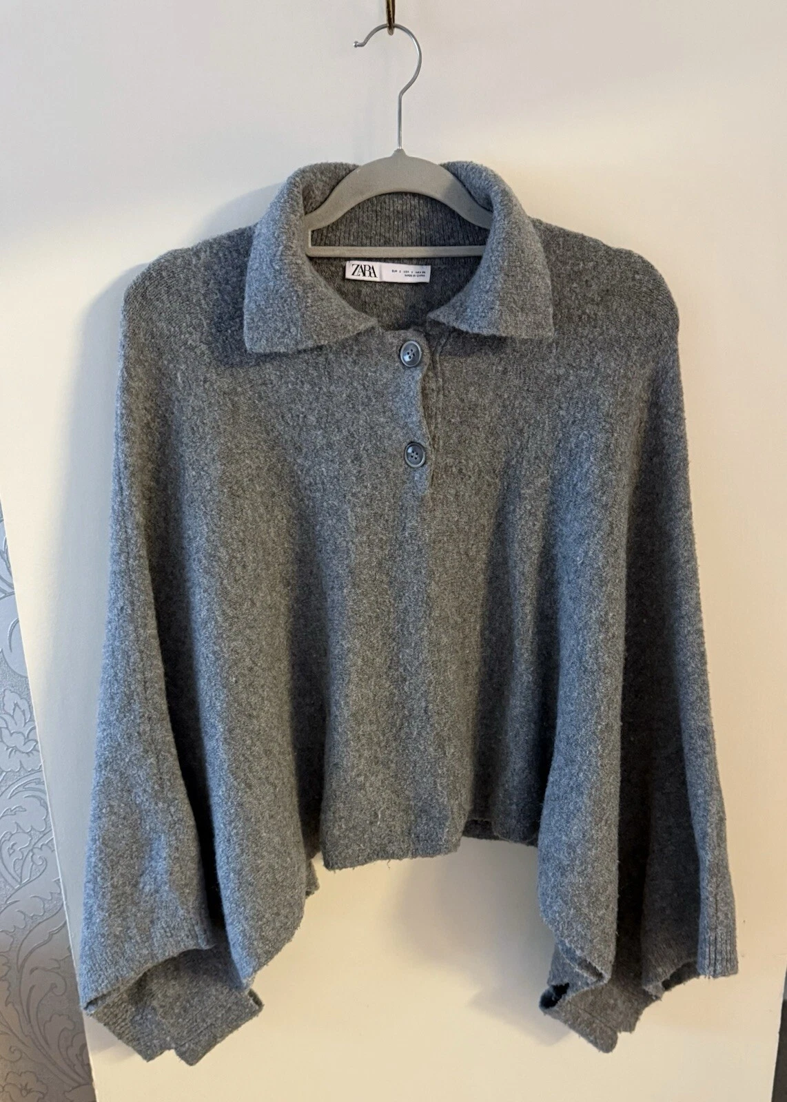 Zara Wool Blend Knitted Poncho Cape Size S