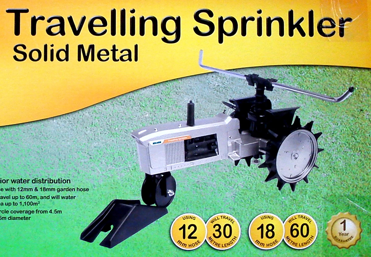 Holman Solid Metal Monsoon Travelling Sprinkler Waters up to 1100sq m