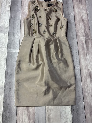 BNWT L.K. Bennett Women's Tan Dress With Floral Decoration Women’s Uk 12 D1 - Picture 3 of 17