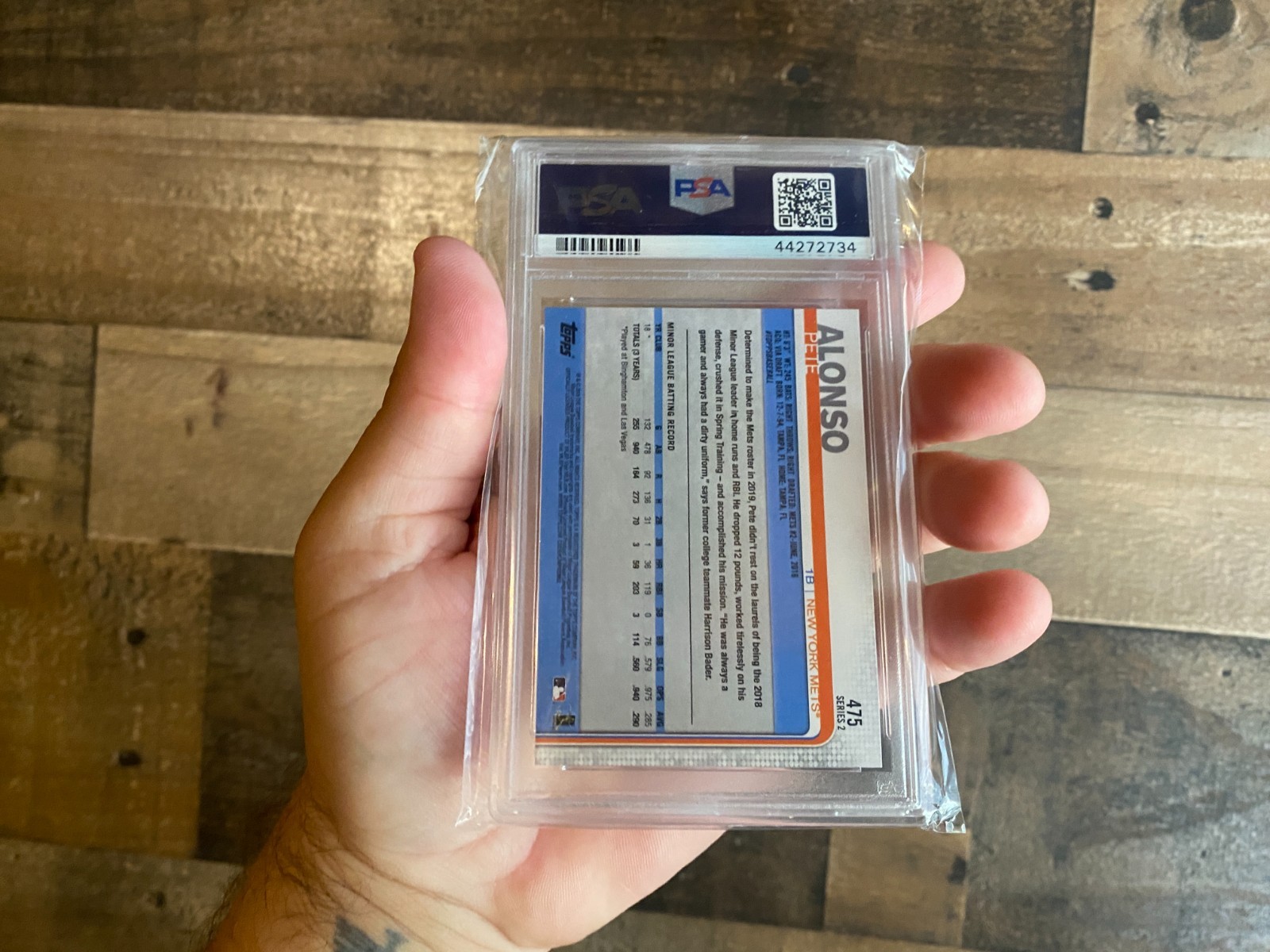 Pete Alonso Rookie Card 2019 Graded 9 Mint PSA Topps New York Mets Slab 475 MLB view 4