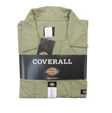 Dickies Men Coverall Work Size 2XLT Beige Twill Short Sleeve Collared New