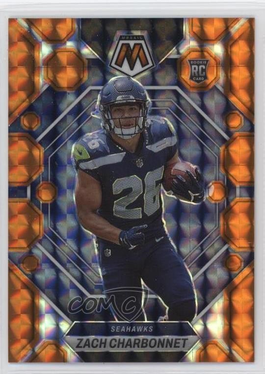 2023 Panini Mosaic Rookies Orange Prizm /199 Zach Charbonnet #379 Rookie RC 0y78