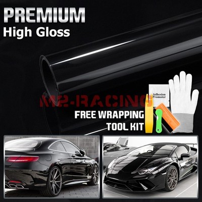 High Gloss Glossy Black Car Vinyl Wrap Sticker Decal Sheet Film DIY Air Release