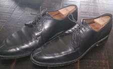 Allen Edmonds Delray Leather Shoes Mens 10.5 D Split-Toe Lace-Up Derby Black USA