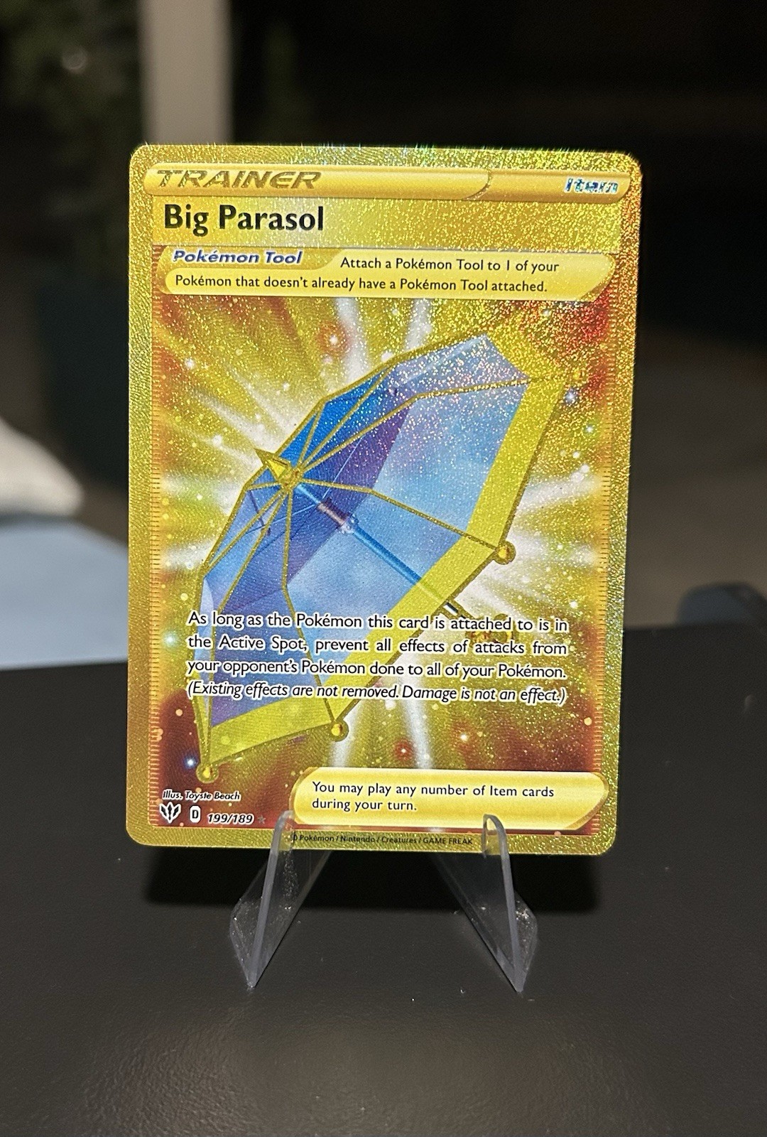 Pokémon TCG Trainer Big Parasol Gold Card 199/189 Darkness Ablaze Near Mint