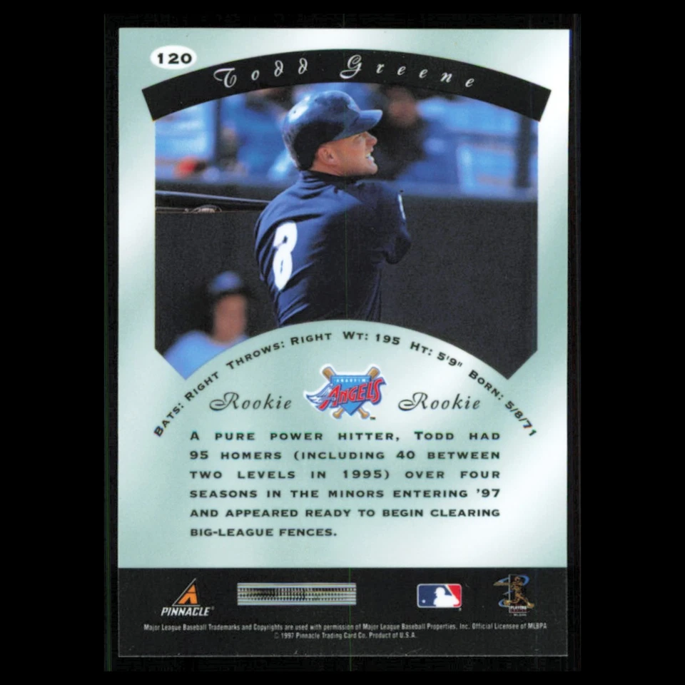 Todd Greene Rookie #120 1997 Pinnacle Certified Anaheim Angels Baseball Card MLB - Image 2 of 3