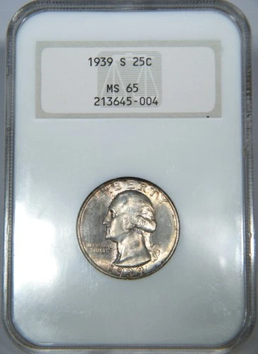 1939-S Washington Quarter NGC graded MS 65 Toned   "Old Fatty Holder"