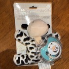 Le Bebe COW Plush Lovey Pacifier Holder w Pacifier Soothie Binky Unisex Black