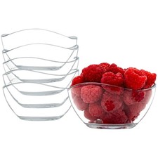 7 Oz Glass Ice Cream Bowls, Wave Pattern, Set Of 6