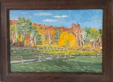 Boris Tyomkin- Oil on wood panel "Evening Light. Berkshires"