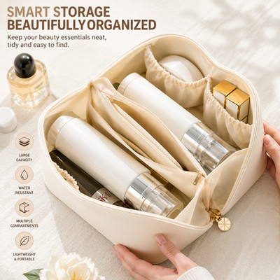 Portable Makeup Organizer Cosmetic Travel Bag Large Capacity Toiletry Case