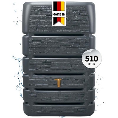 4rain SLIM STONE DECOR Regentonne Mauertank 510 Liter Steinoptik graphite grey
