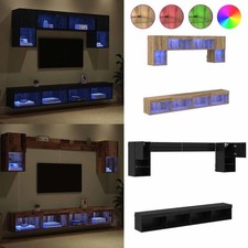 6-tlg. Wohnwand mit LED Schrankwand Anbauwand Wandschrank Hängeschrank TV Möbel