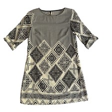 Peppermint Geometric Sheath Dress Sz S Black And White USA MADE