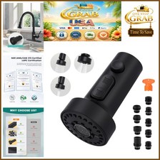 Pull Down Kitchen Faucet Head Replacement 3 Modes 13 Adapters Matte Black ABS