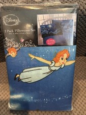 Funda de almohada estándar vintage Disney doble Peter Pan, Wendy, Campanilla para niños