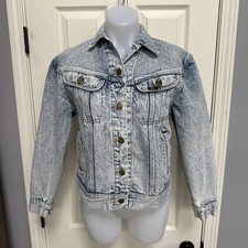 Vintage 70s 80s Lee Riders Denim Jean Trucker Jacket Made in USA Sz S Womens