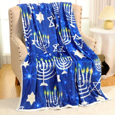 Hanukkah Throw Blanket Hanukkah Gifts 50 x 60 Inches Magen David Menorah Prin...