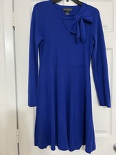 Jessica Howard Royal Blue Sweater Dress With An Asymmetrical Bow Tie Size Medium