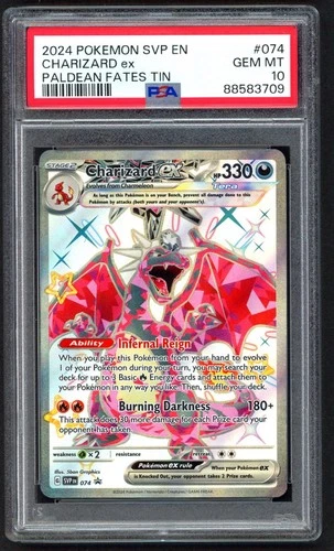 Pokemon Card - PSA 10 Charizard Ex 074 - Paldean Fates Promo - GEM MT - PSA10