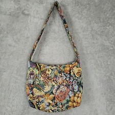 Floral Tapestry Shoulder Bag Purse Zip Closure Pockets