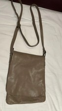 Borse In Pelle Genuine Leather Crossbody Bag Taupe Slim Italy Made Boho Hippie