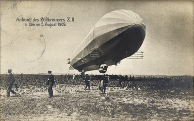Ak Ankunft des Luftkreuzers Z II in Köln, 5. August 1909, Zeppelin - 11562562