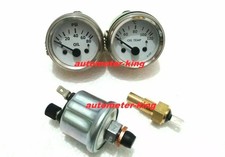 2 52mm Electrical Oil Pressure And Oil Temp Gauge With Senders - White Chrome 2 52mm Electrical Oil Pressure And Oil Temp Gauge With Senders - White Chrome
