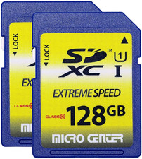 128GB SDXC Memory Card Full Size SD Card 2 Pack Class 10 for 4K UHD Full HD