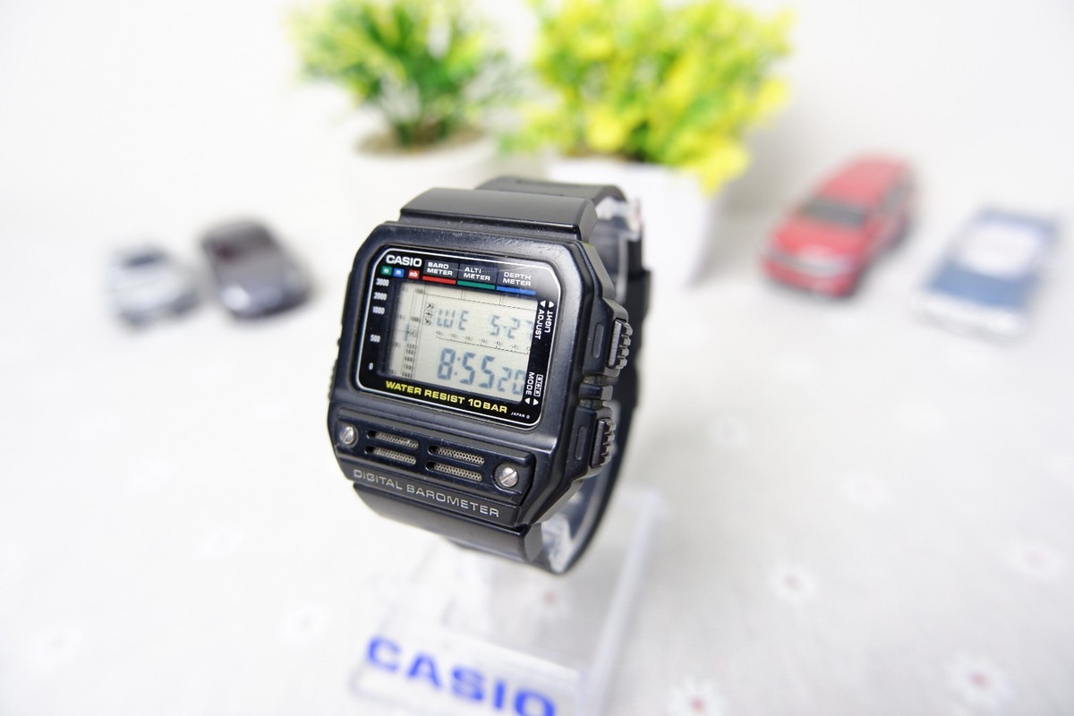 Vintage Casio Digital Watch Barometer Bm-100wj 560 Altimeter Depth 
