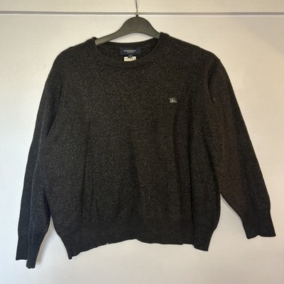 Burberry London Pullover Herren Large Grau Anthrazit Sweater Pulli Wolle Rundhals