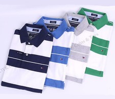NWT TOMMY HILFIGER MEN'S CUSTOM FIT JERSEY GOLF STRIPE POLO SHIRT -FREE SHIPPING