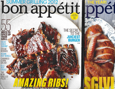 Bon Appetit Magazine Grilling Issue Ribs Juiciest Burgers Lot of 2 Issues 2012