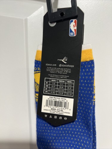 Golden State Warriors Stance Kids Boy's Jersey NEW Size M 11-1 Little Kid 1 Pair - Picture 6 of 7