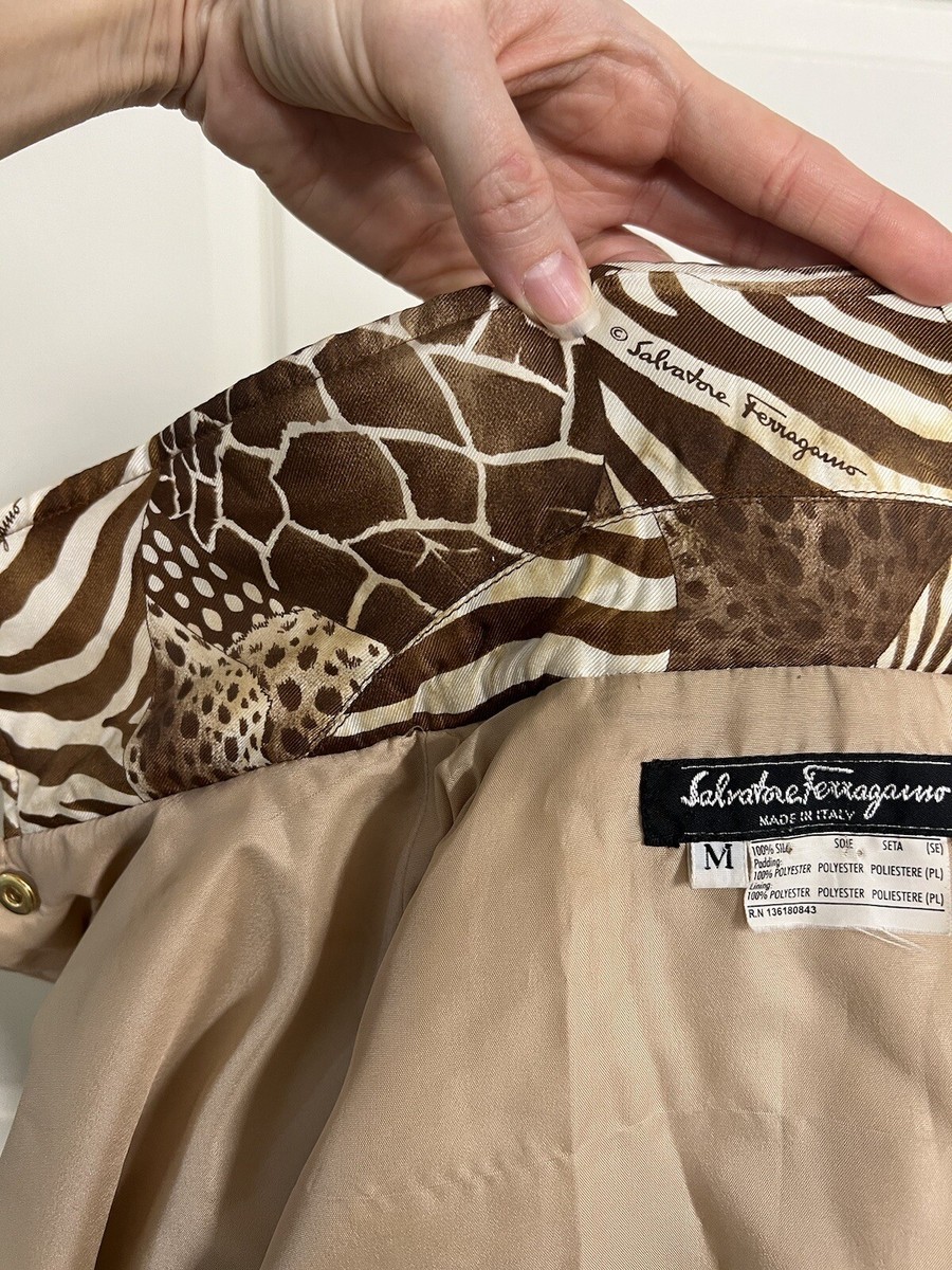 Salvatore Ferragamo Vintage Silk Jacket With Zebra, Leopard, And