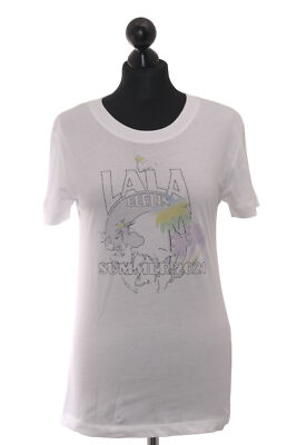 lala Berlin Cara Oasis Damen T-Shirt XS weiß Motiv Rundhals Kurzarm Jersey NEU