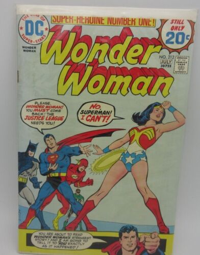 Wonder Woman #212 (1974) FN/VF Batman, Superman, Justice League, Green Lantern - Zdjęcie 1 z 3