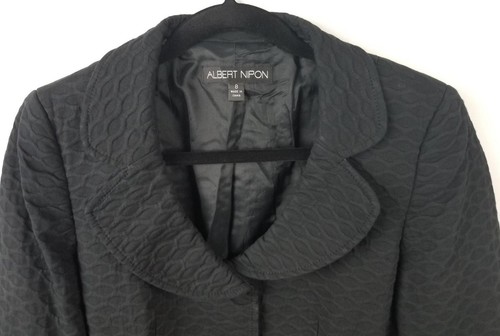 Chaqueta Albert Nipon Botones Collar Negro Diseño Texturizado Forrada Talla 8 - Imagen 4 de 9