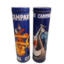 Vtg Campari Liqueur 2 Tins Containers Distillery EMPTY Bright Colors 12.25” READ